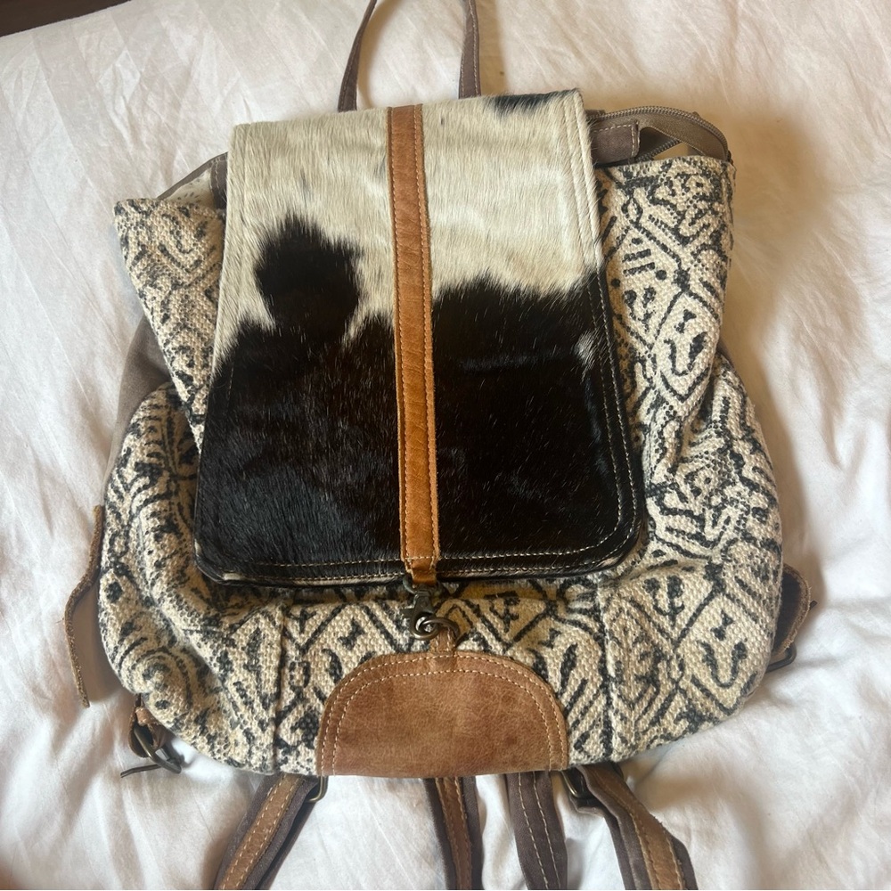 Myra hair on hide backpack style bag